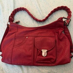 Rosetti Burgundy Braided-Handle Shoulder Bag